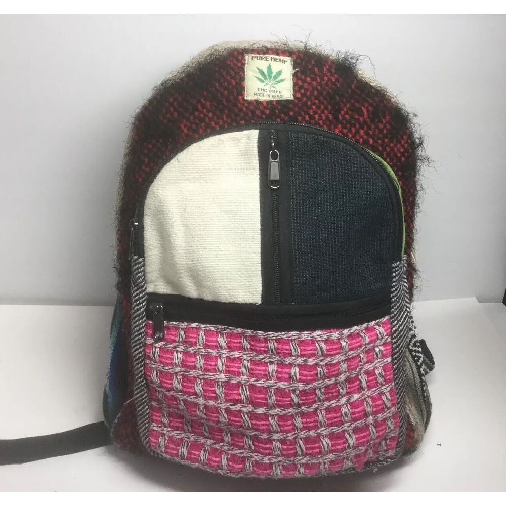 Himalayan 100% Pure Hemp THC Free Multi Color Backpack Made in Nepal